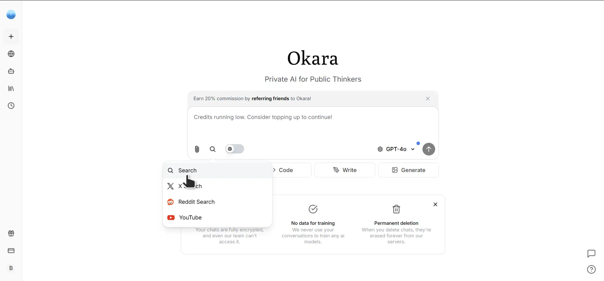 How to use Web Search tool in Okara