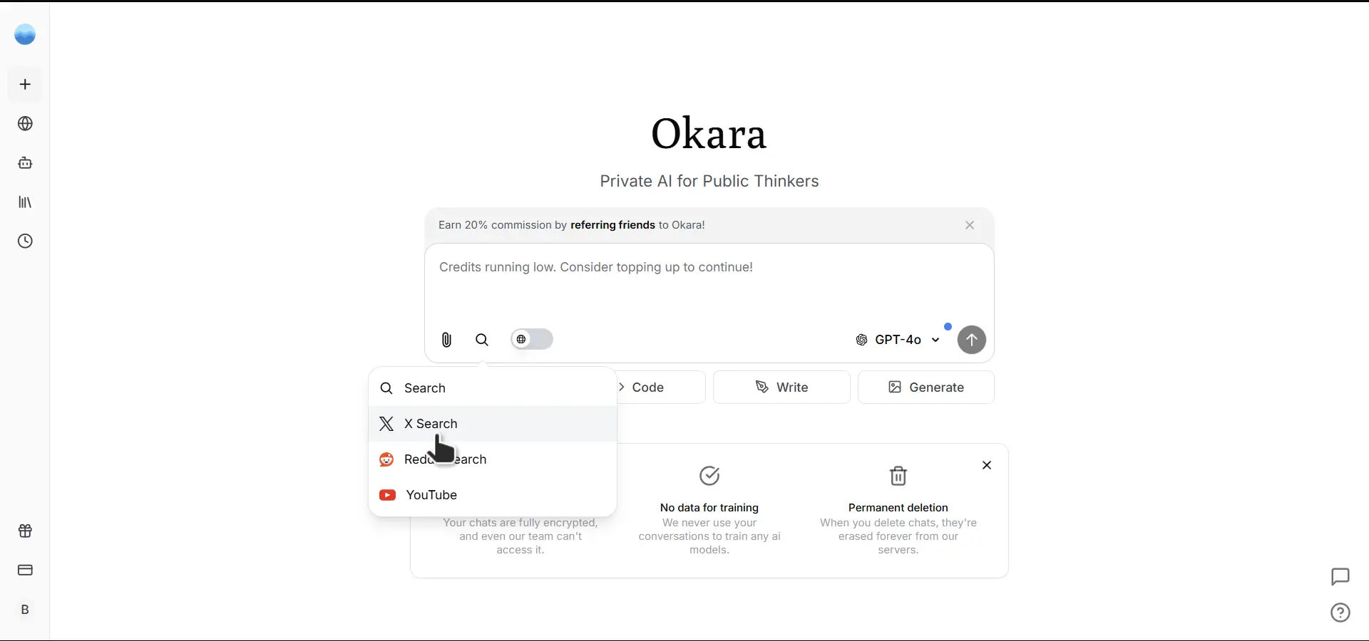 How to use X Search tool in Okara